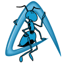 Abi the Ant sitting on the AbiWord logo